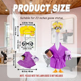 Lady Porch Goose Outfits,Bathrobe Porch Goose Statue Costume with Curlers Reading Glasses Coffee Cup Towel, Cute Goose Clothes for 23-Inch Cement Statue, Lawn Yard Garden Patio Decor(Dark Purple)