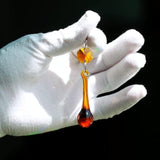 12pcs Raindrop Crystal Chandelier Parts, 53mm Hanging Crystals Glass Beads for Window, Curtain Decoration (Amber)