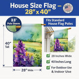 Caroline's Treasures New Jersey Violet in Watercolor House Flag Large Porch Sleeve Pole Decorative Outside Yard Banner Artwork Wall Hanging, Polyester, House Size, Multicolor