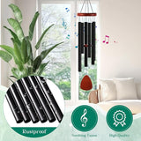 Leinuosen Wind Chimes for Outside Wind Chimes Outdoors Deep Tones 28" with 6 Aluminum Tubes Memorial Sympathy Windchime for Valentine Tree Decor Garden Courtyard Mom Loved One Gifts(Classic,Black)