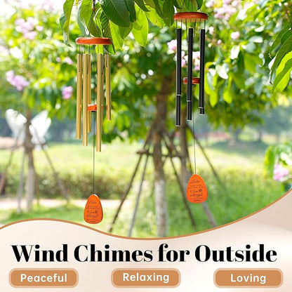 Memorial Wind Chimes for Loss of Loved One, Windchimes in Memory of a Loved One Outdoor Remembrance/Condolences/Sympathy/Bereavement Gifts for Loss of Mother Father Husband, 32" Gold