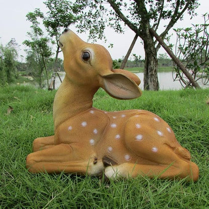 Garden Ornaments Decor Statue Outdoor,for Friends Gifts Art Ornaments Decor Crafts Figurines Collectible Prop Vivid Animal Figurines Arts Real Life Fallow Deer Statue Fawn Resin Sculpture