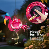 Solar Hanging Flamingo Lights LED Waterproof Powered Outdoor Garden Decor Light Unique Decorations for Sister Birthday Gardening Gifts for Mom Women Backyard Front Porch Balcony Yard Path