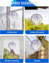 Stainless Steel Wind Spinner for Yard Garden Decoration, Purple Plant Eucalyptus Leaves Round Wind Sculpture Spinner 3D Crafts Hanging Ornaments for Indoor Outdoor, 8 Inch
