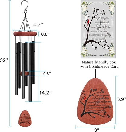Memgift Memorial Wind Chimes for Outside- Sympathy Gift for Loss of Mom or Dad, Outdoor Keepsake with Soothing Tone for Garden, Yard in Memory of Loved One