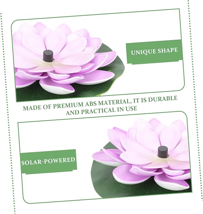 INOOMP Solar Powered Lotus Shaped Fountain for Garden Floating Water Lily Decoration Compact Outdoor Landscape Water Pool Feature Easy Installation No External Power Needed
