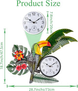 Toucan Outdoor Clock Silent Non-Ticking, Indoor Outdoor Clock and Thermometer Combo, Outside Wall Clock Metal Wall Art Decor for Patio, Garden, Home Decor