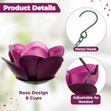 Kroc4vani 5.9ft Rose Rain Chain for Gutters Outside - Rain Chain with 8 Purple Rose Cups Adjustable Hanging Gutter Downspout Replacement for Eaves Drainage, Functional Decorative Outdoor Use