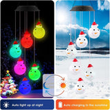 PACETAP Christmas Solar Wind Chimes Outdoor, Color Changing LED Hanging Decor, New Year Garden Decoration for Children/Mom