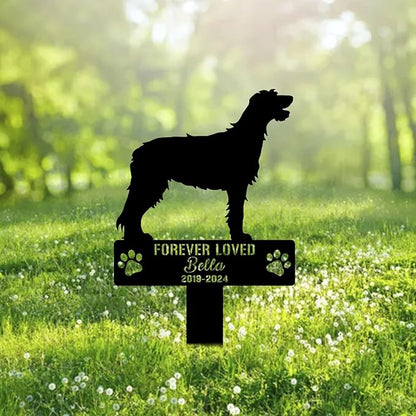 Custom Irish Wolfhound Dog Metal Memorial Garden Stake Personalized Pet Grave Marker Name Sign Remembrance Stake Decor Sympathy Dog Loss,Outdoor Statues for Yard Garden Lawn Patio Pathway Grave.
