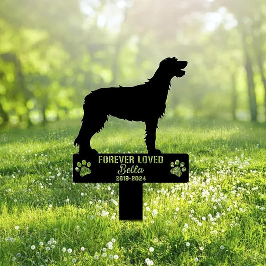 Custom Irish Wolfhound Dog Metal Memorial Garden Stake Personalized Pet Grave Marker Name Sign Remembrance Stake Decor Sympathy Dog Loss,Outdoor Statues for Yard Garden Lawn Patio Pathway Grave.