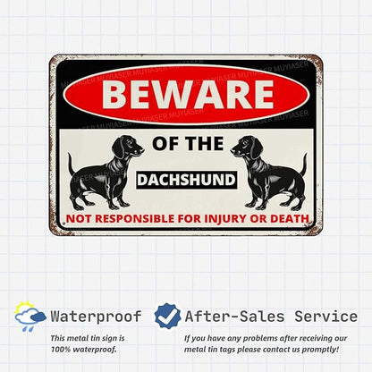Beware Of The Dog Dachsund Sign Aluminum Metal Tin Signs Outdoor Yard Sign Warning Sign For Fence Yard Home Kitchen Farm Garden Wall Decor 8x12 Inch