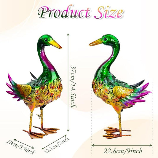 Mallard Duck Garden Statues, Metal Duck Outdoor Decor, Mallard Duck Yard Art for Garden Pond Backyard Lawn Beach Decoration