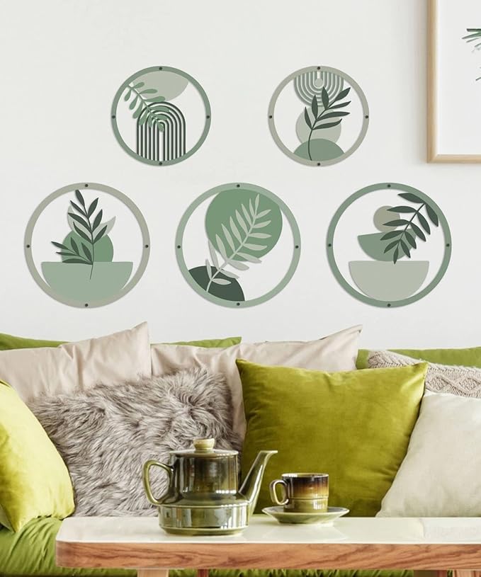 Putuo Decor 5 Pcs Boho Wall Art Set, Bohemian Minimalist Geometric Wall Hanging Decor, Nature-Inspired Farmhouse Nursery Decoration for for Apartment Living Room Bathroom Bedroom Above Bed