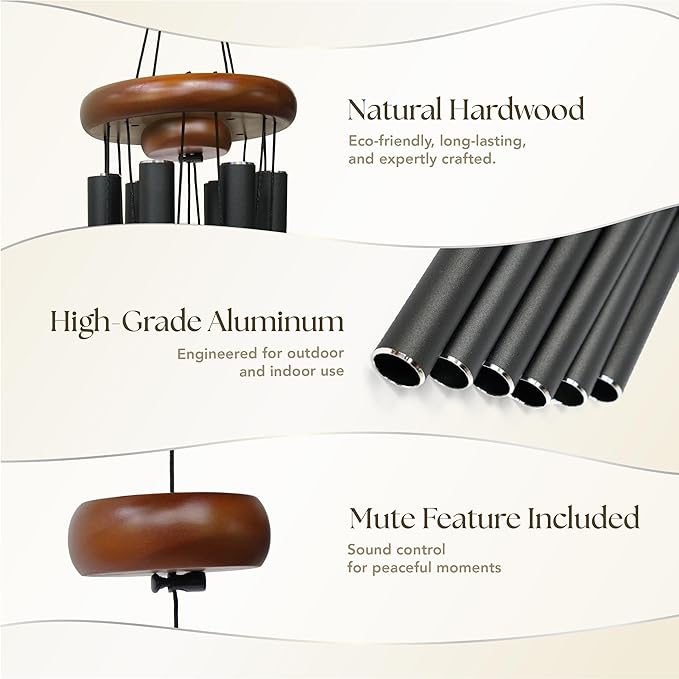 Sympathy Wind Chimes 37 inches Funeral Gift with Premium Packaging and Sympathy Card Memorial for Loss of a Loved One, Outdoor Bereavement Mom Dad Family