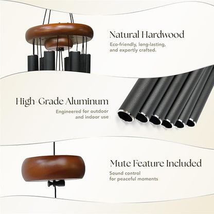 Sympathy Wind Chimes 37 inches Funeral Gift with Premium Packaging and Sympathy Card Memorial for Loss of a Loved One, Outdoor Bereavement Mom Dad Family