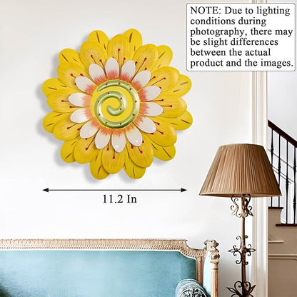 AHYS Metal Flowers Wall Decor Indoor Outdoor Metal Wall Art for Home Farmhouse Living Room Bedroom Bathroom Garden Decorations - Yellow