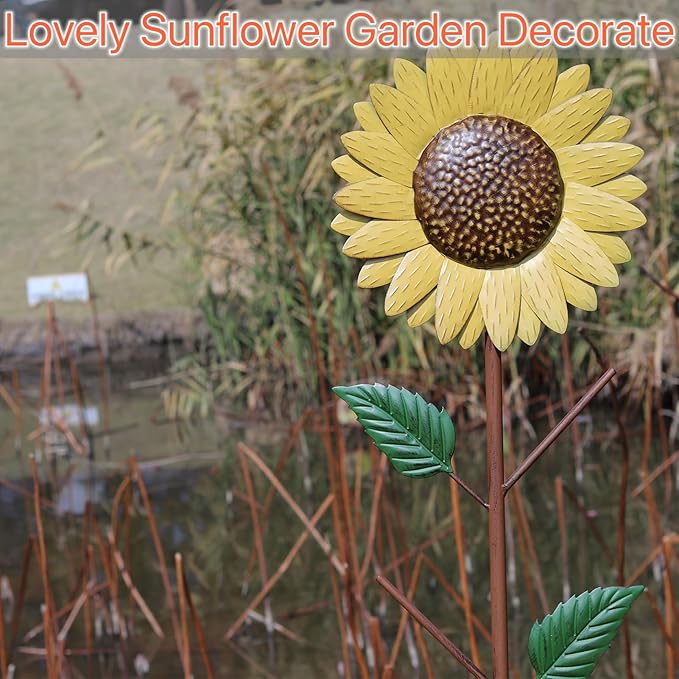 Metal Sunflower Glass Bottle Tree Stake for OutdoorColorful Garden Decorative Bottle Holder & Outdoor