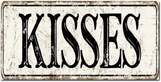 Madcolitote Vintage Kisses Wood Sign Kisses Custom Street Sign Rustic Wooden Wall Art Farmhouse Wall Decor Kitchen Wall Hanger Retro Decoration Sign Housewarming Gift 6x12in