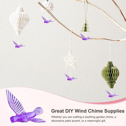 M METERXITY 12-Pack Wind Chime Pendants, 4.3cm Acrylic Peace Dove Shape DIY Wind Chime Parts Supplies for Craft Projects/Custom Home Garden Outdoor Hanging Decorations [Purple]