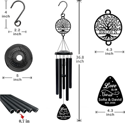 Personalized Wedding Wind Chimes Custom Gift for Couple Newlyweds Bridal Shower Engagement Party Home Decoration