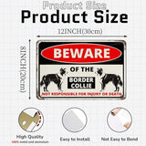 Beware Of The Dog Border Collie Sign Aluminum Metal Tin Signs Outdoor Yard Sign Warning Sign For Fence Yard Home Kitchen Farm Garden Wall Decor 8x12 Inch