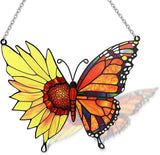 Stained Glass Window Hanging, Sunflower Suncatcher Gifts for Women,Men and Mom, Sunflower Glass Window Decor for Garden Home Decor, Mother's Day, Birthday Gift, Grandma Gift