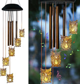 Solar Owl Wind Chimes Outdoor,Solar Wind Chimes for Outside,Hanging Lights Warm LED Garden Patio Yard Decor,Gardening Gifts for Wife Mother Grandmom,Christmas Yard Decorations