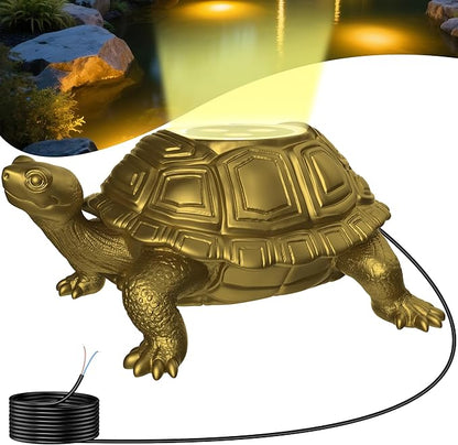 Brass Pond Light LED Underwater, 6W 12V Low Voltage Turtle Underwater Ponds Light 2700K with 26ft Cable, IP68 Waterproof Pond Lights for Outdoor Ponds Fountain Waterfall Water Feature, 1 Pack