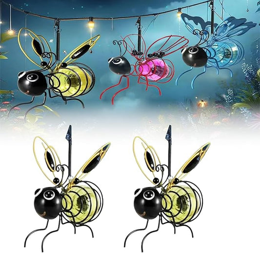 Solar Bees Lights Outdoor, Hanging Bee Solar Garden Light,2025 New Solars Bees Simulation Lights, Waterproof Bumble Bees Solars Light for Party Festivals Garden Decor Birthday Gifts (Yellow 2pcs)