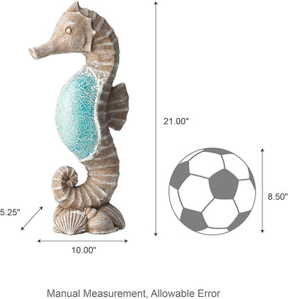 Glitzhome MGO Marine Faux Granite and Mosaic Sea Horse Statue Indoor and Outdoor Decoration, 21 "H