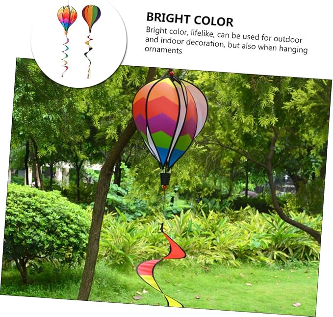 ORFOFE 2Pcs Hot Air Balloon Wind Spinners Garden Decorations Durable Art Easy to Install Outdoor Decor for Lawn and Patio Eye Catching Hanging Ornaments