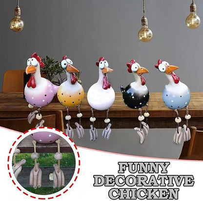 POKSAUAE 5PCS Resin Rooster Outdoor Statues Funny, Waterproof and Does not Fade Suitable Courtyard, Garden, Balcony Decoration