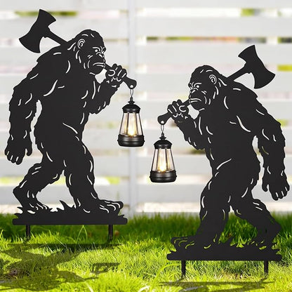 nawaza Bigfoot Metal Garden Stakes Decorative 2Pack,Solar Lights Outdoor Garden Decor Stake,Birthday Gifts for Mom Women,Decorative Metal Housewarming Ornament for Lawn Patio Yard Pathway Black.