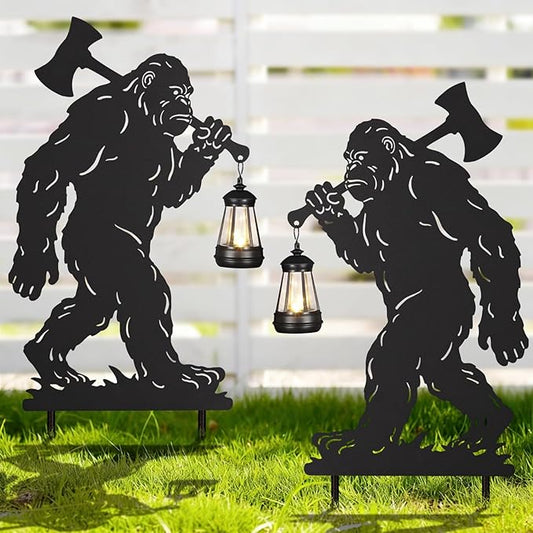 nawaza Bigfoot Metal Garden Stakes Decorative 2Pack,Solar Lights Outdoor Garden Decor Stake,Birthday Gifts for Mom Women,Decorative Metal Housewarming Ornament for Lawn Patio Yard Pathway Black.