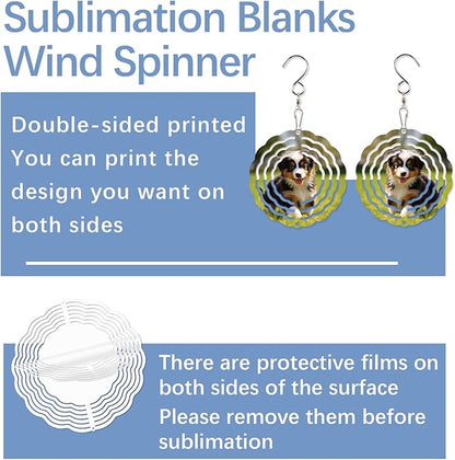 50 Pcs Sublimation Wind Spinner Blanks Bulk USA Warehouse Aluminum Metal Wind Spinners Hanging Sublimation Ornaments for Heat Press Transfer Sublimation Blank Wind Spinners DIY Gift