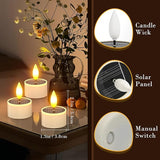 Yme Solar Tea Lights Outdoor Waterproof, 6 Pack Small Rechargeable Flameless LED Flickering Solar Candles with Dusk to Dawn Sensor, Votive Lights for Lanterns Garden Patio Hanging Wedding Party Decor