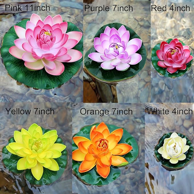 Artificial Floating Lotus Flower for Pond Decor 6 Pack of Water Lily