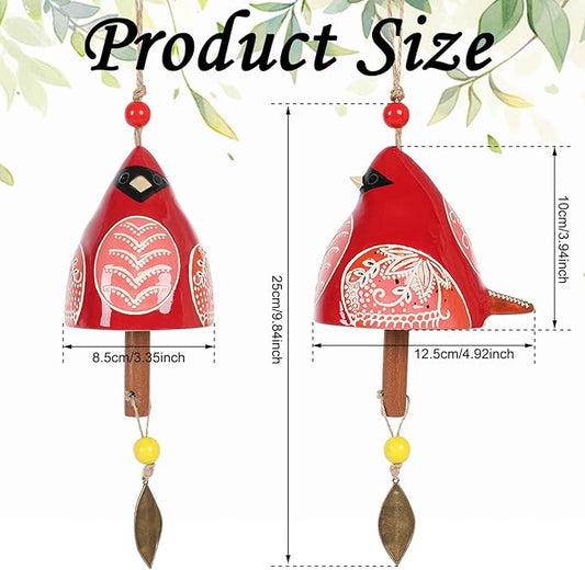 Cardinal Wind Chimes for Outside and Indoor, Ceramic Bird Song Hanging Windchimes, Gifts for Mom, for Rustic Music Garden Backyard Church Decoration Porch Outside Outdoor Festival Memorial Gift