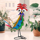 Natelf Outdoor Wacky Metal Rooster Yard Statue Decoration Roosters Decor Garden Statues Chicken Figurine Outside Decorations for Courtyard