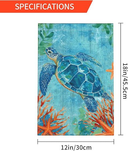Navigation Sea Turtles Garden Flag Seasonal Double Sided 12 x 18 Inch Small Yard Flag for Indoor Outdoor Decor Holiday All Seasons