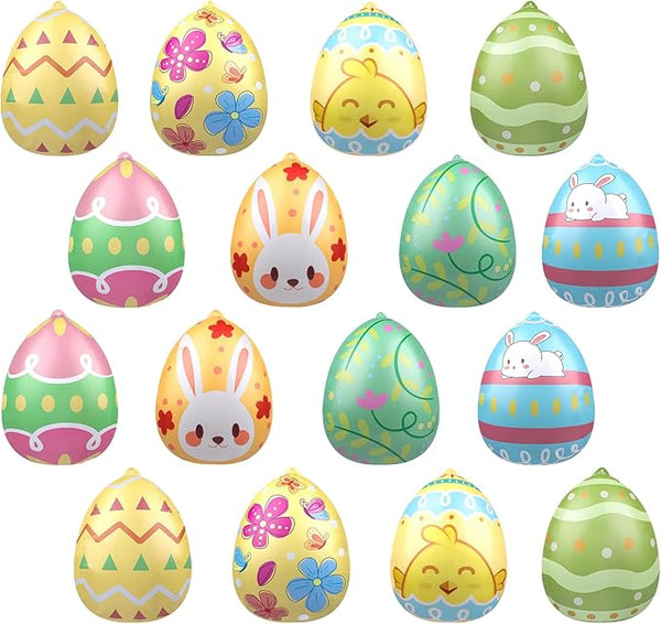 16 PCS 9 Inch Easter Egg Inflatable Balloons Hanging Inflatable Easter Balloons Colorful Inflatable Egg Decorations for Yard Garden Holiday Party Home Decor