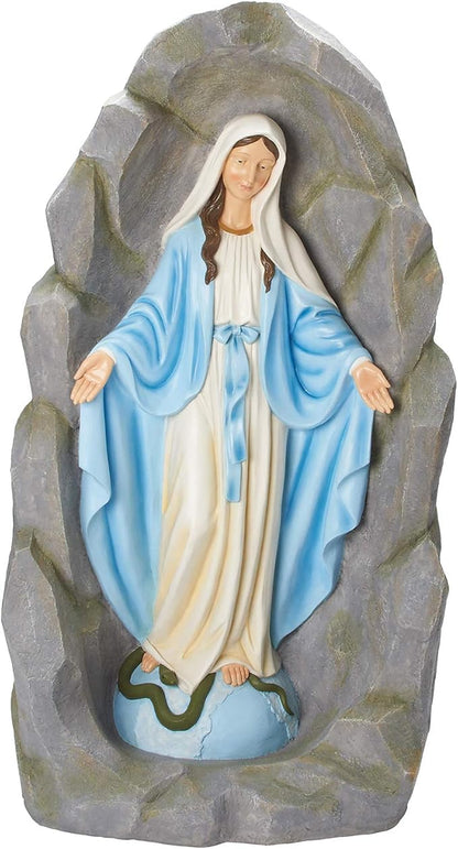 Roman - Our Lady of Grace Grotto, 36" H, Garden Collection, Resin and Stone, Decorative, Gift, Home Outdoor Decor, Durable, Long Lasting, Unique Design