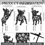 French Bulldog Gifts Decor - 3 Pcs Metal Garden Stakes Outdoor Animal Statue Decorations Patio Lawn Pathway Yard Art Ornaments Butterfly Flower Silhouette Christmas Birthday for Dog Lover