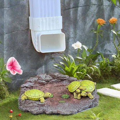 Turtlle Statue Splash Block Gutter Downspout Garden Decor, Larger Gutter Downspout Splash Block Extensions Ornament Rain Concrete Resin Tortoise Diverter Accessory, Outdoor Decoration Gift (13.8In)