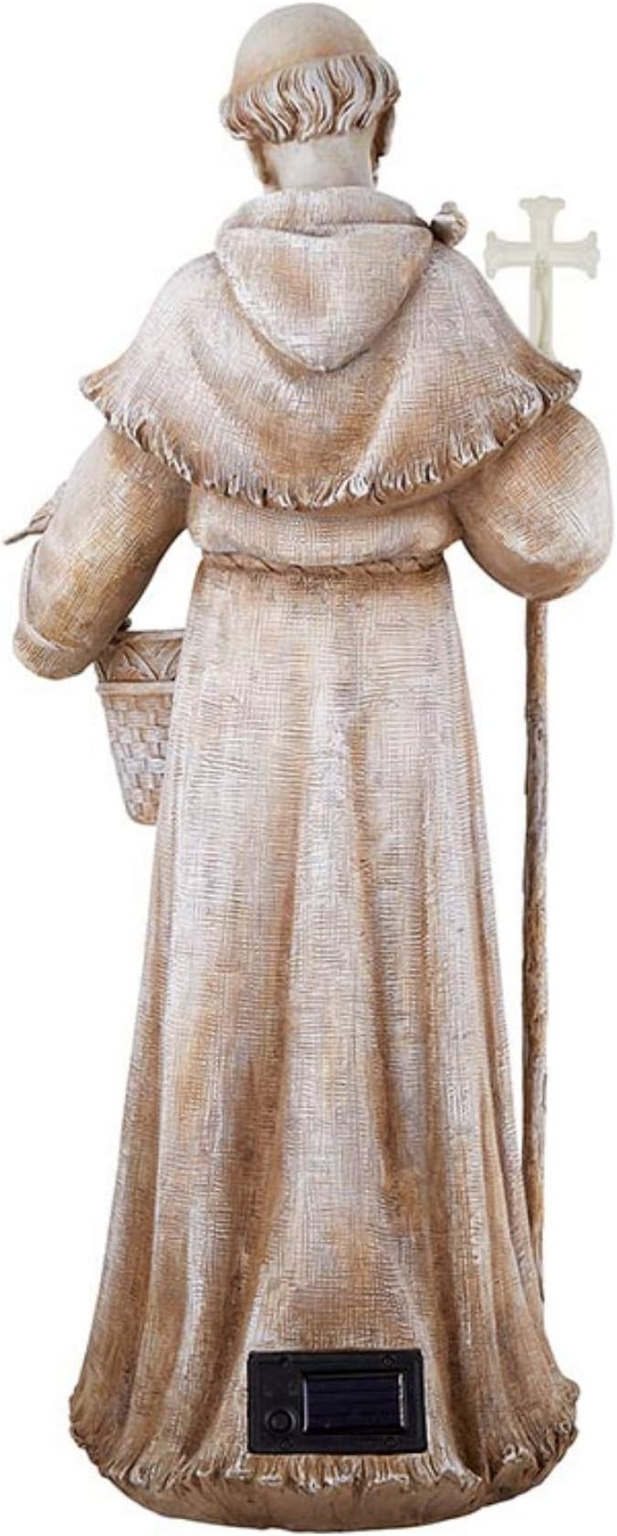 Needzo Natural Stone Resin Solar St Francis Garden Statue Planter, Outdoor Patio Decor, 24 Inch