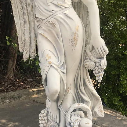 Zaer Ltd. 62" Tall Graceful Magnesium Angel Statue in Antique Grey Distressed Finish Antique Classical Design (Emma)