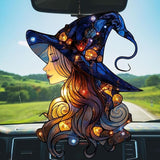 Beautiful Witch Acrylic Suncatcher Stained Glass Effect Window Car Hanging Christmas Ornament Indoor Outdoor Decor Garden Sun Catcher Panel for Wicca Lover for Women Mom Grandma