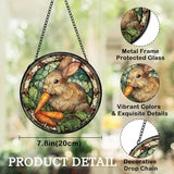 Bunny Decor, Bunny Gifts for Women, Rabbit Suncatchers Stained Glass Window Hanging, Rabbit Decor Sun Catchers Indoor Window Glass Round Wall Decor, 7.9x7.9in