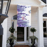 Lavender Flower Background with Butterflies Flag 3x5 Ft Outdoor Flags Double Sided Garden Flag Funny Outside Yard Flag Party Banner for Wall Art Hanging Poster Indoor Outdoor Decoration